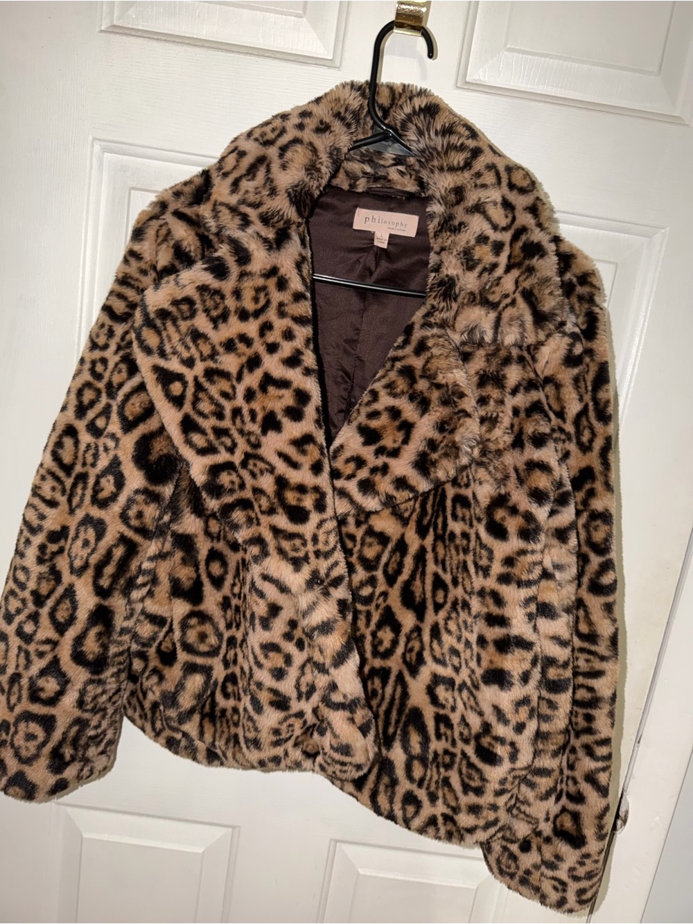 Philosophy Leopard Print Teddy Jacket - Brown & Black